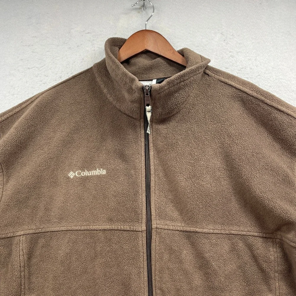 Columbia Fleece Jacket Mens XXL Steens Mountain Brown Full Zip Soft Gorpcore